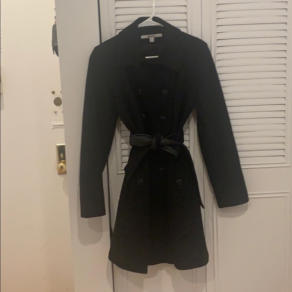 DKNY black wool trench coat - Picture 1 of 4